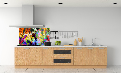 Kitchen splashback Flowers and butterfly