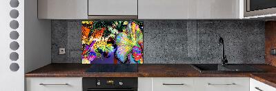 Kitchen splashback Flowers and butterfly