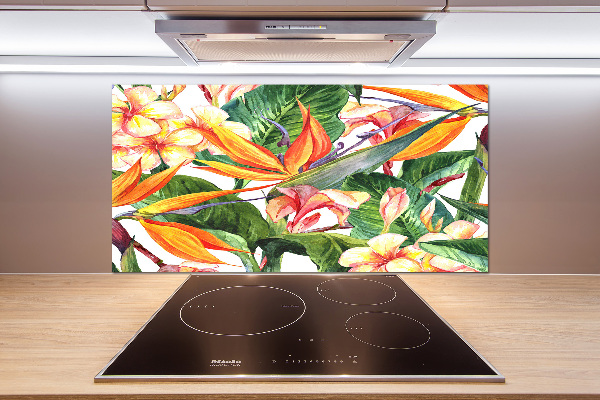 Kitchen splashback Tropical flowers