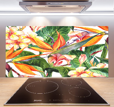 Kitchen splashback Tropical flowers