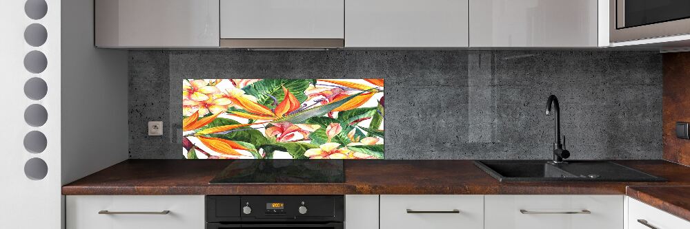 Kitchen splashback Tropical flowers