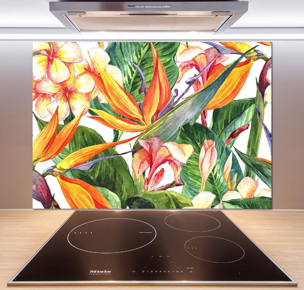 Kitchen splashback Tropical flowers