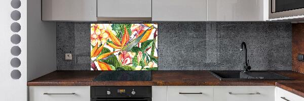 Kitchen splashback Tropical flowers