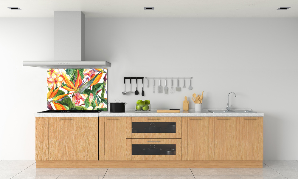 Kitchen splashback Tropical flowers