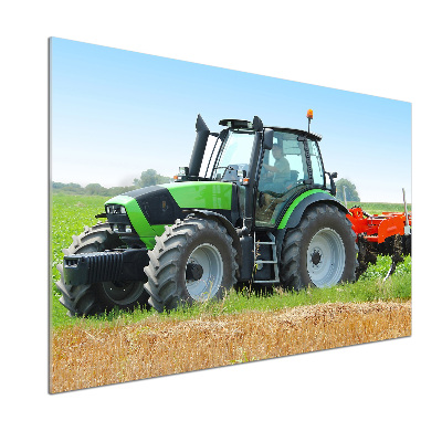 Glass splashback Tractor in the field