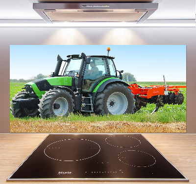 Glass splashback Tractor in the field