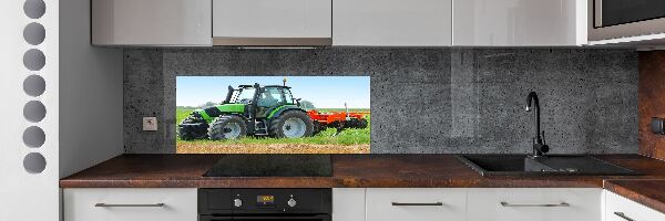 Glass splashback Tractor in the field