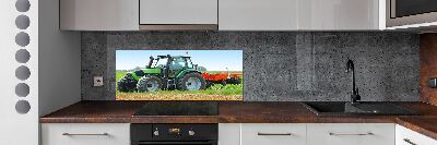 Glass splashback Tractor in the field