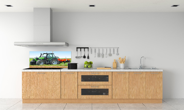 Glass splashback Tractor in the field