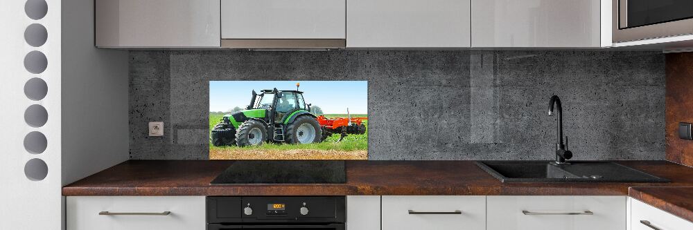 Glass splashback Tractor in the field