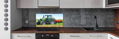 Glass splashback Tractor in the field