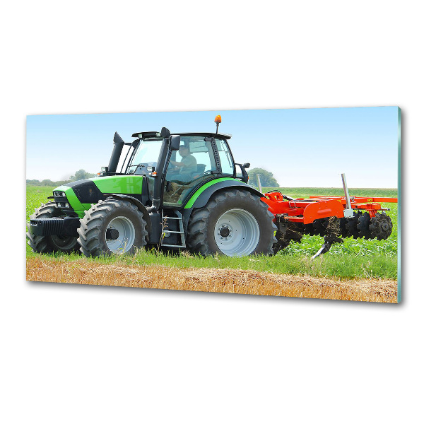 Glass splashback Tractor in the field