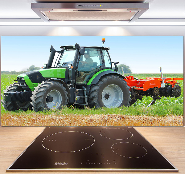 Glass splashback Tractor in the field