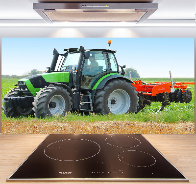 Glass splashback Tractor in the field