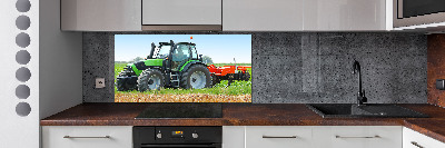 Glass splashback Tractor in the field