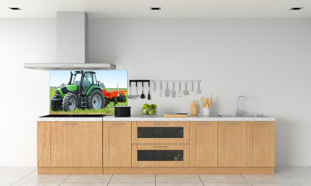 Glass splashback Tractor in the field