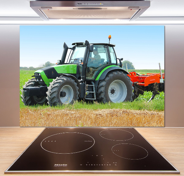 Glass splashback Tractor in the field