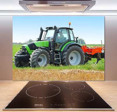 Glass splashback Tractor in the field