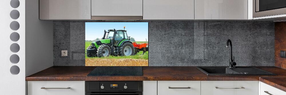 Glass splashback Tractor in the field