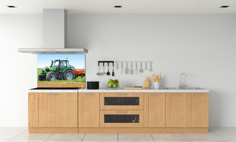 Glass splashback Tractor in the field