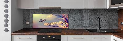 Kitchen splashback Cherry flower and butterfly