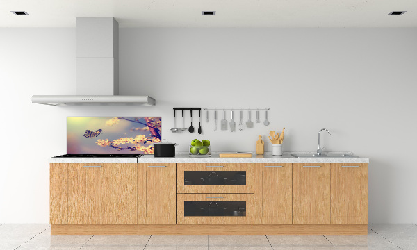 Kitchen splashback Cherry flower and butterfly