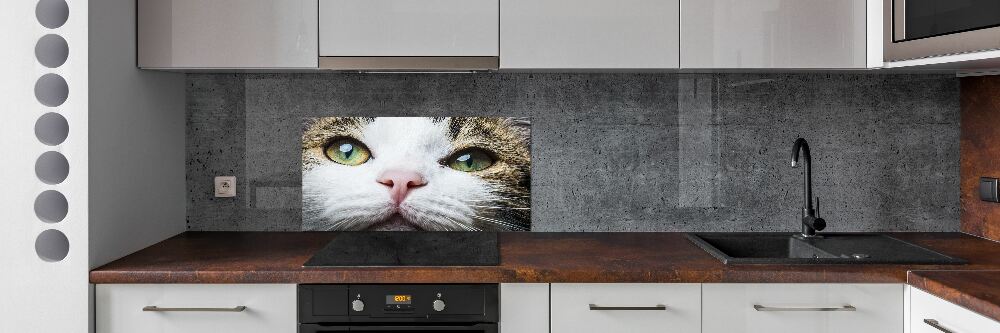 Cooker splashback Green cat eyes