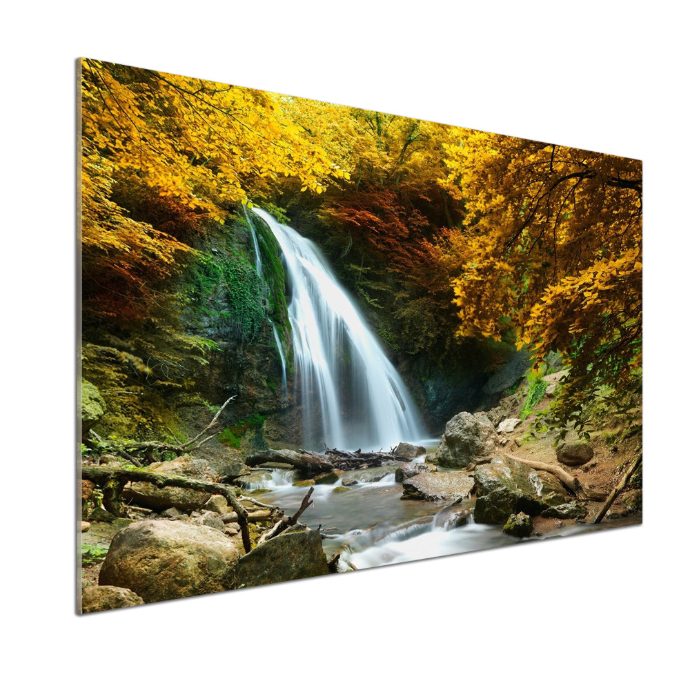 Glass splashback Waterfall in the forest