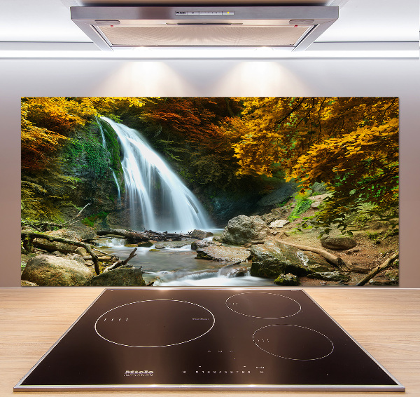 Glass splashback Waterfall in the forest