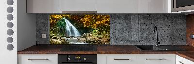 Glass splashback Waterfall in the forest