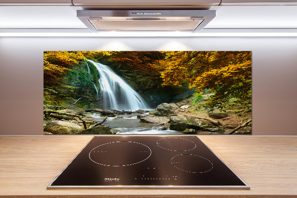 Glass splashback Waterfall in the forest