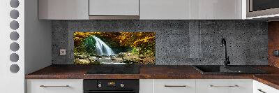 Glass splashback Waterfall in the forest