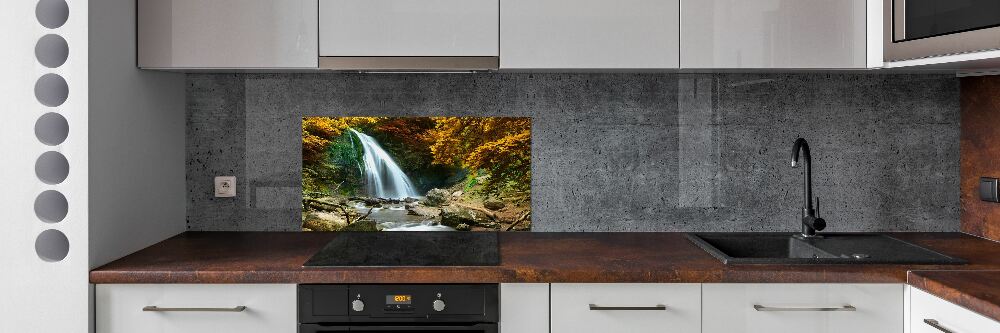 Glass splashback Waterfall in the forest