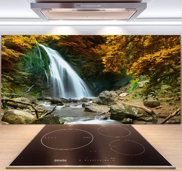 Glass splashback Waterfall in the forest