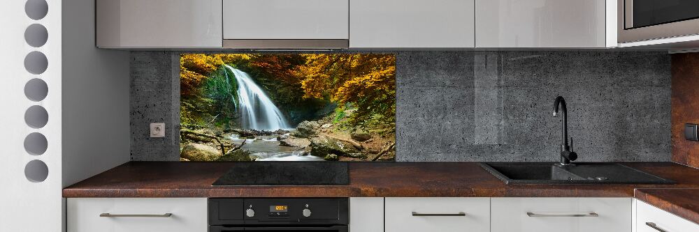 Glass splashback Waterfall in the forest