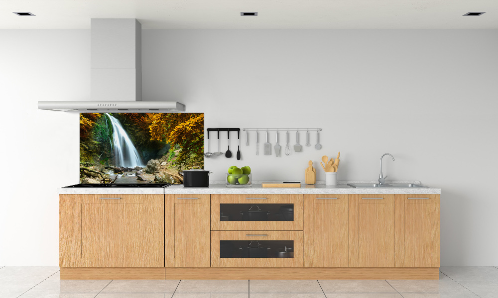 Glass splashback Waterfall in the forest