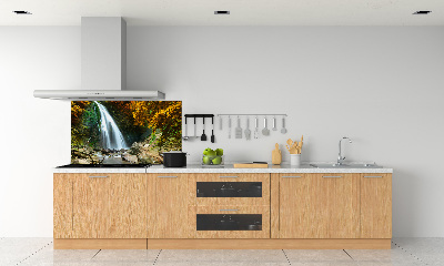 Glass splashback Waterfall in the forest