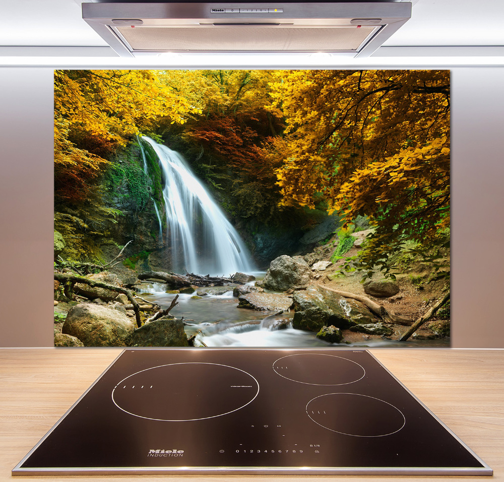 Glass splashback Waterfall in the forest