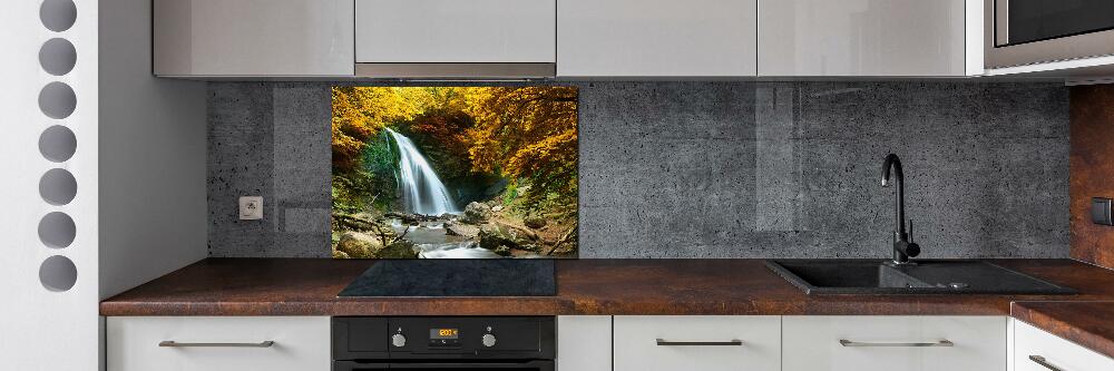 Glass splashback Waterfall in the forest