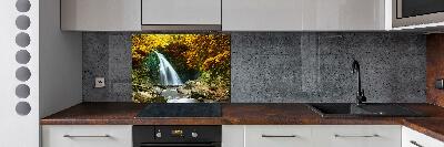 Glass splashback Waterfall in the forest