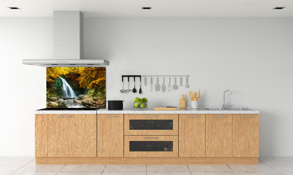 Glass splashback Waterfall in the forest