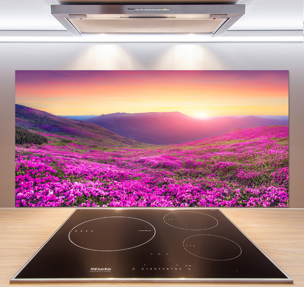 Glass splashback Pink hills