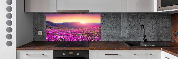 Glass splashback Pink hills