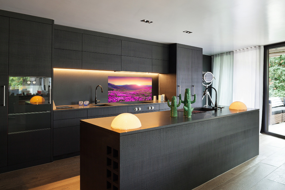 Glass splashback Pink hills