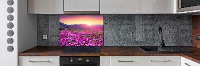 Glass splashback Pink hills