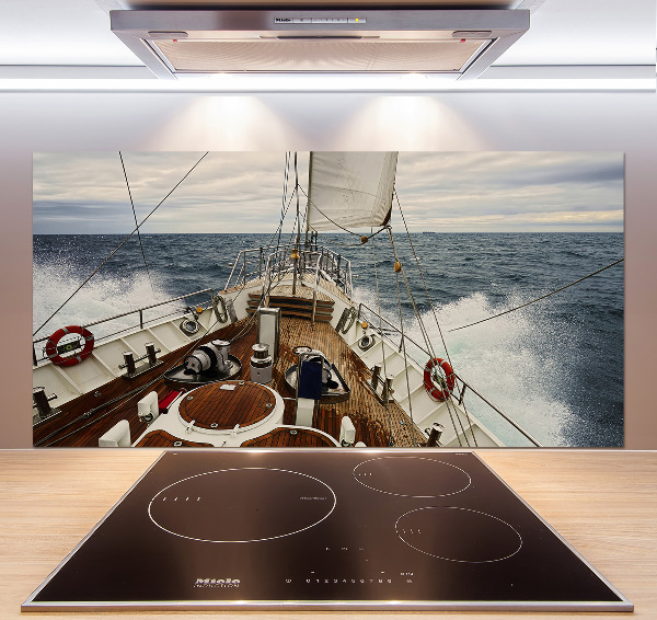 Splashback panel for kitchen Sailboat at sea