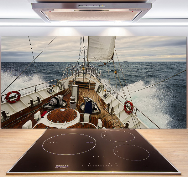 Splashback panel for kitchen Sailboat at sea