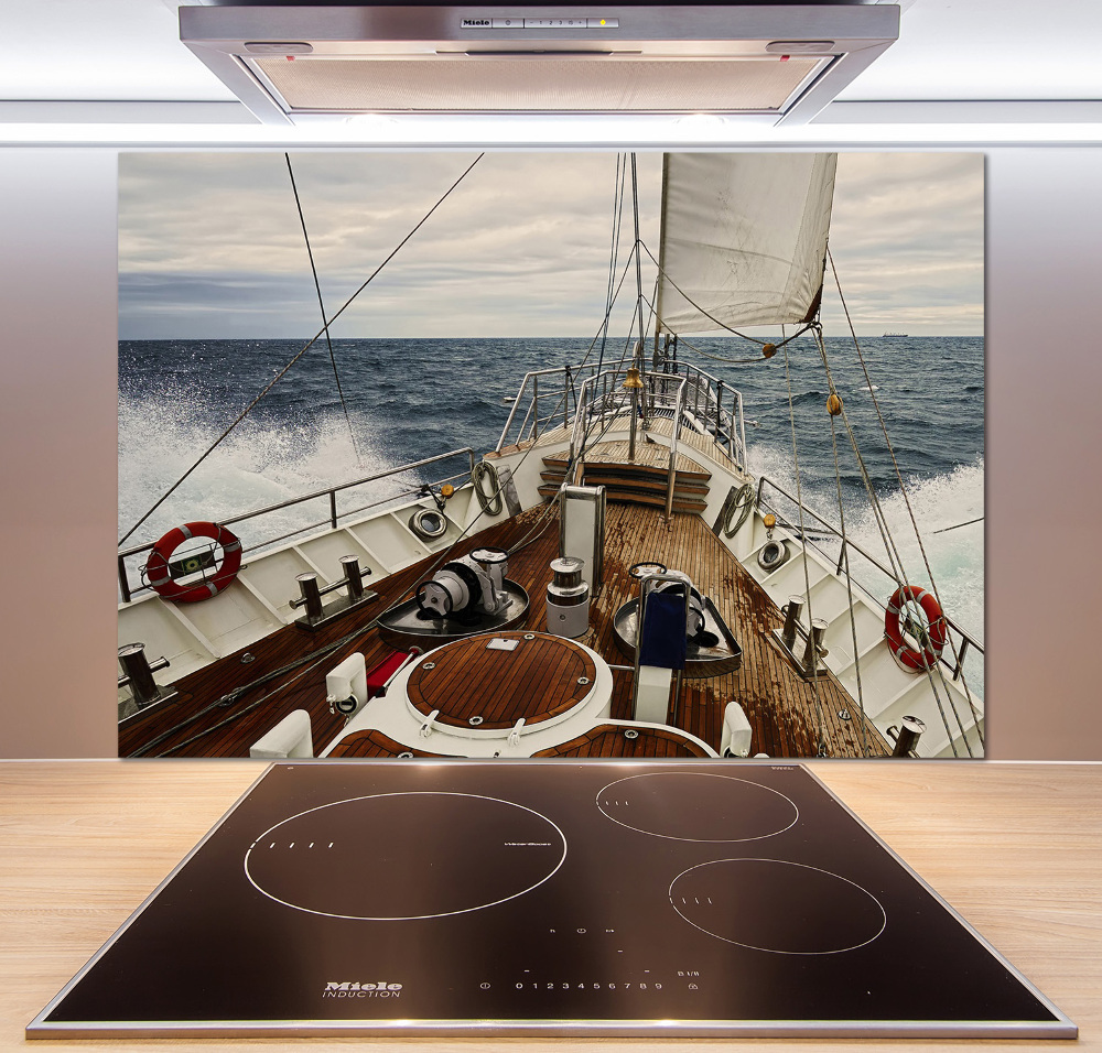 Splashback panel for kitchen Sailboat at sea