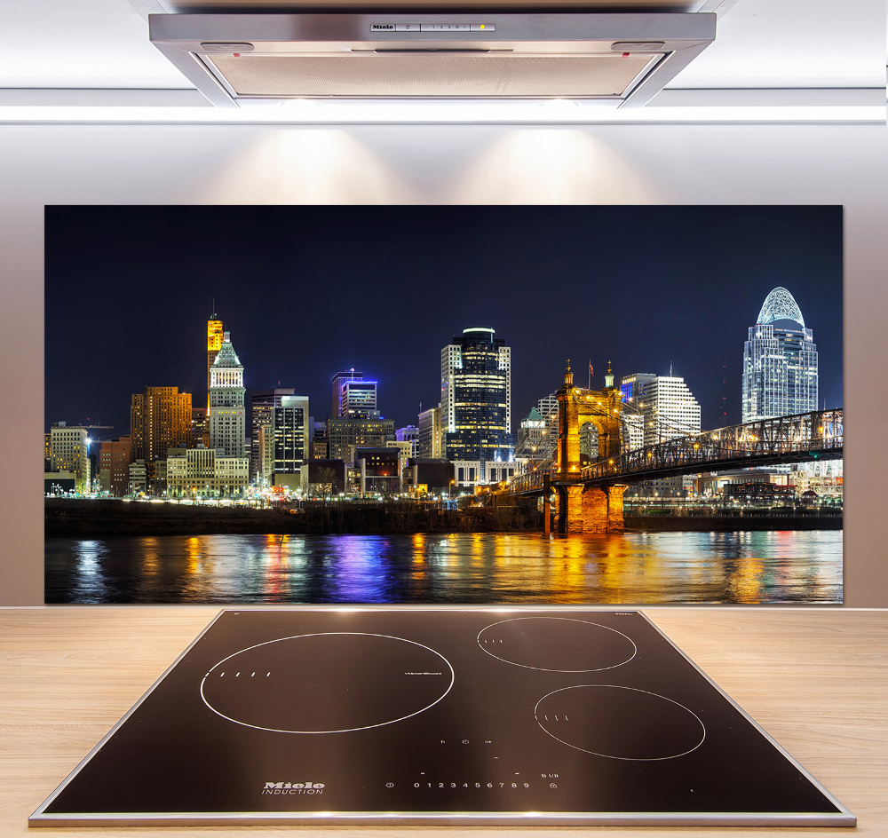 Cooker splashback Ohio river at night