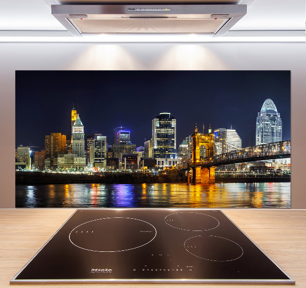 Cooker splashback Ohio river at night